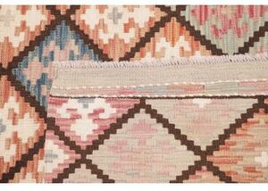 Tappeto Kilim Geometrico Rosa Antico Marrone Scuro 172x238 Cm
