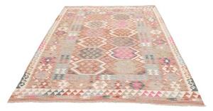 Tappeto Kilim Geometrico Rosa Antico Grigio Azzurro 165x244 Cm