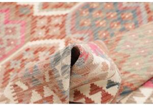 Tappeto Kilim Geometrico Rosa Antico Grigio Azzurro 165x244 Cm