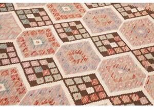 Tappeto Kilim Geometrico Marrone Scuro Rosa Antico 174x248 Cm