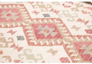 Tappeto Kilim Geometrico Avorio Marrone Scuro 170x242 Cm