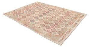 Tappeto Kilim Geometrico Beige Rosso Corallo 183x245 Cm