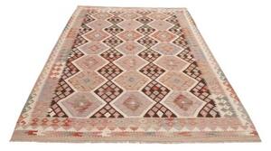 Tappeto Kilim Geometrico Marrone Scuro Rosa Antico 174x248 Cm
