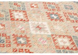 Tappeto Kilim Geometrico Grigio Chiaro Rosso Mattone 176x235 Cm