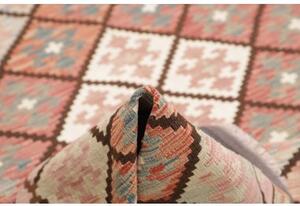 Tappeto Kilim Geometrico Rosa Cipria Beige 168x238 Cm