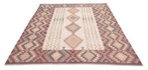 Tappeto Kilim Geometrico Avorio Marrone Scuro 177x243 Cm