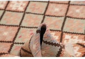 Tappeto Kilim Geometrico Rosa Antico Marrone Scuro 172x238 Cm