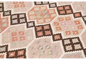 Tappeto Kilim Geometrico Beige Marrone Scuro 167x243 Cm