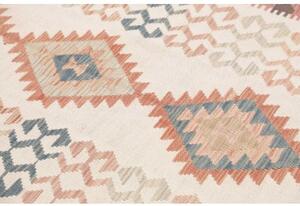 Tappeto Kilim Geometrico Avorio Marrone Scuro 177x243 Cm
