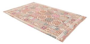 Tappeto Kilim Geometrico Rosa Antico Grigio Azzurro 165x244 Cm