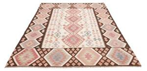 Tappeto Kilim Geometrico Avorio Marrone Scuro 170x242 Cm