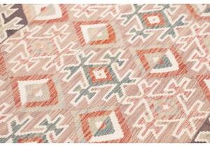 Tappeto Kilim Geometrico Marrone Scuro Beige 169x232 Cm