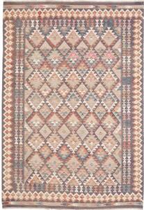 Tappeto Kilim Geometrico Grigio Tortora Beige 169x241 Cm