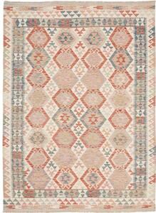 Tappeto Kilim Geometrico Avorio Rosso Mattone 172x237 Cm