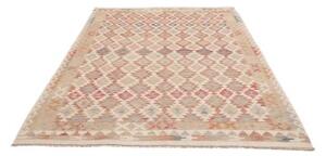 Tappeto Kilim Geometrico Beige Rosso Corallo 183x245 Cm