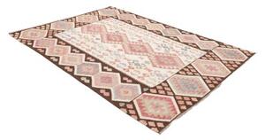 Tappeto Kilim Geometrico Avorio Marrone Scuro 170x242 Cm