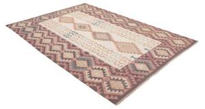 Tappeto Kilim Geometrico Avorio Marrone Scuro 177x243 Cm