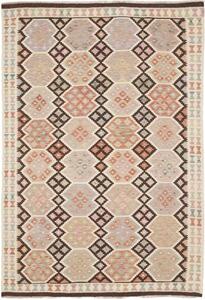 Tappeto Kilim Geometrico Beige Marrone Scuro 167x243 Cm