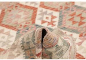 Tappeto Kilim Geometrico Avorio Rosso Mattone 172x237 Cm