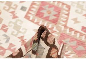 Tappeto Kilim Geometrico Avorio Marrone Scuro 170x242 Cm