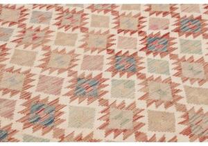 Tappeto Kilim Geometrico Beige Rosso Corallo 183x245 Cm