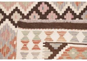 Tappeto Kilim Geometrico Beige Marrone Scuro 167x243 Cm