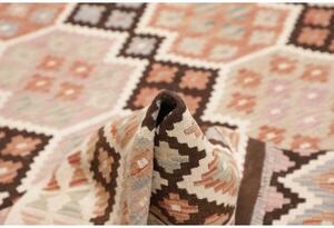 Tappeto Kilim Geometrico Beige Marrone Scuro 167x243 Cm