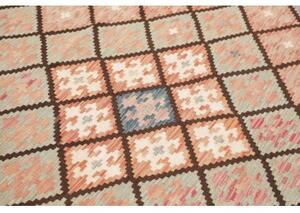Tappeto Kilim Geometrico Rosa Antico Marrone Scuro 172x238 Cm