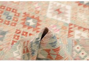 Tappeto Kilim Geometrico Grigio Chiaro Rosso Mattone 176x235 Cm