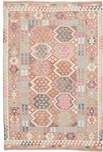 Tappeto Kilim Geometrico Rosa Antico Grigio Azzurro 165x244 Cm
