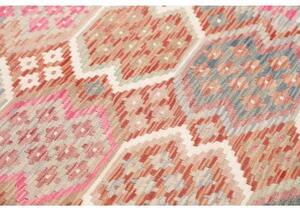 Tappeto Kilim Geometrico Rosa Antico Grigio Azzurro 165x244 Cm
