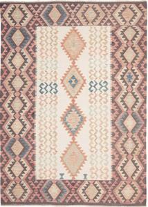 Tappeto Kilim Geometrico Avorio Marrone Scuro 177x243 Cm