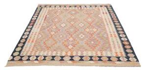 Tappeto Kilim Geometrico Arancione Beige 158x198 Cm