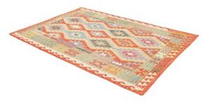 Tappeto Kilim Geometrico Rosso Ruggine Beige 153x217 Cm