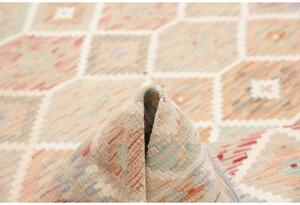 Tappeto Kilim Geometrico Beige Azzurro 151x197 Cm