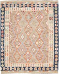 Tappeto Kilim Geometrico Arancione Beige 158x198 Cm