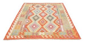 Tappeto Kilim Geometrico Rosso Ruggine Beige 153x217 Cm