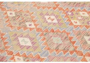 Tappeto Kilim Geometrico Arancione Beige 158x198 Cm