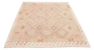 Tappeto Kilim Geometrico Avorio Rosso Mattone 147x200 Cm