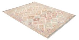 Tappeto Kilim Geometrico Beige Azzurro 151x197 Cm