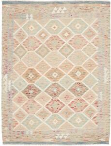 Tappeto Kilim Geometrico Beige Azzurro 151x197 Cm
