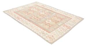 Tappeto Kilim Geometrico Avorio Grigio Chiaro 148x203 Cm