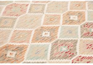 Tappeto Kilim Geometrico Beige Azzurro 151x197 Cm