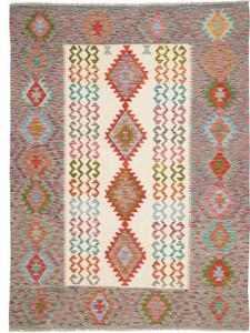 Tappeto Kilim Geometrico Avorio Multicolore 178x240 Cm