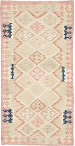 Tappeto Kilim Geometrico Beige Rosa 98x191 Cm