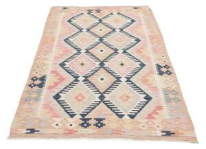 Tappeto Kilim Geometrico Beige Blu Scuro 97x194 Cm