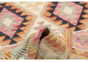 Tappeto Kilim Geometrico Avorio Rosso 100x192 Cm
