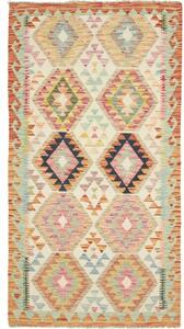 Tappeto Kilim Geometrico Avorio Rosso 100x192 Cm