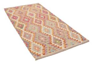 Tappeto Kilim Stilizzato Multicolore Beige 106x198 Cm
