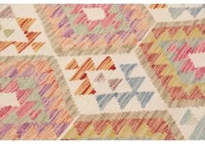 Tappeto Kilim Geometrico Avorio Rosso 100x192 Cm